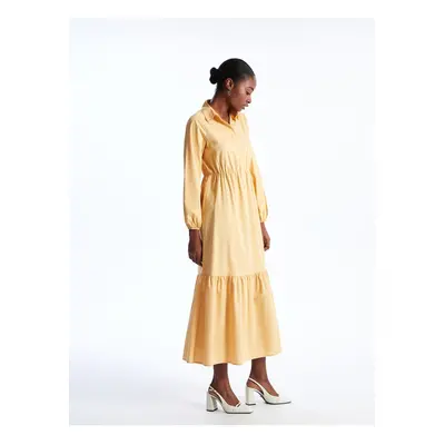 LC Waikiki Shirt Collar Plain Long Sleeve Women's Dress