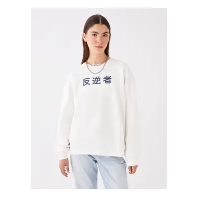 LC Waikiki Crew Neck Printed Long Sleeve Oversize Women's Sweatshirt