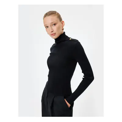 Koton Turtleneck Knitwear Sweater with Epaulette Detail Long Sleeve