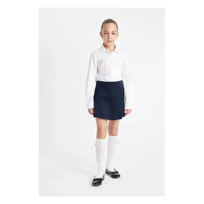 DEFACTO Girl's Gabardine Navy Blue School Skirt with Pleated Shorts A1927A824Au