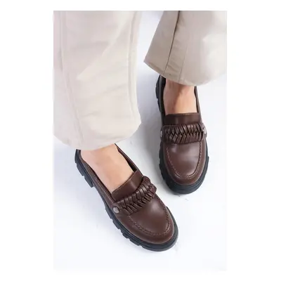 Mio Gusto Judi Women's Brown Thick Soled Loafer Shoes