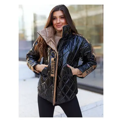 Black quilted jacket decorative tape Cocomore