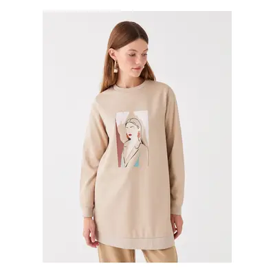 LC Waikiki Crew Neck Printed Long Sleeve Women's Sweatshirt Tunic