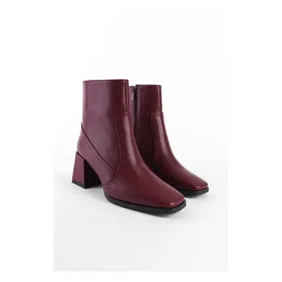 Capone Outfitters Blunt Toe Side Zipper Claret Red Women's Boots