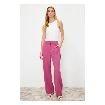 Trendyol Fuchsia High Waist Wide Leg Pleated Woven Trousers