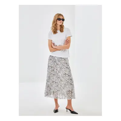 LC Waikiki Women's Elastic Waist Patterned Chiffon Skirt