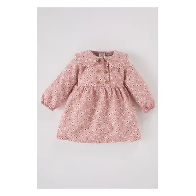 DEFACTO Baby Girl Floral Long Sleeve Flannel Dress