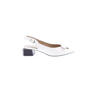 DGN Women's Pointed Toe Buckle Open Back Low Heel Shoes White