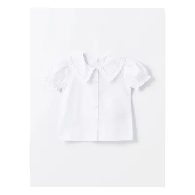 LC Waikiki LCW baby Bebe Collar Short Sleeve Embroidered Baby Girl Shirt