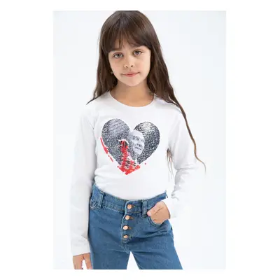 DEFACTO Girl's Ataturk Printed Long Sleeve T-Shirt