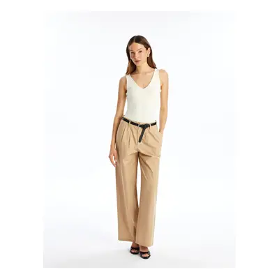 LC Waikiki Comfortable Fit Women's Trousers with Waist Belt