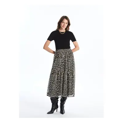 LC Waikiki Lcwk Elastic Waist Leopard Patterned Women's Skirt