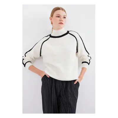 Bigdart Striped Oversize Knitwear Sweater - Ecru