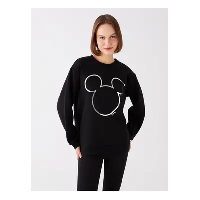 LC Waikiki Crew Neck Mickey Mouse Printed Long Sleeve Oversize Women's Sweatshirt