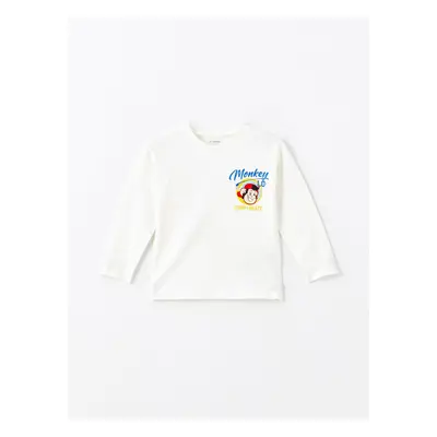 LC Waikiki Crew Neck Long Sleeve Nostalgic Monkey Printed Baby Boy T-Shirt