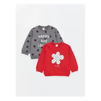 LC Waikiki Crew Neck Long Sleeve Printed Sweatshirt for Baby Girl 2-pack.