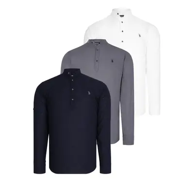 TRIPLE SET G783 DEWBERRY JUDGE COLLAR SHIRT-NAVY-WHITE-ANTHRACITE