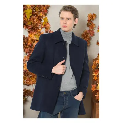 PLT8206 DEWBERRY MEN'S COAT-PLAIN NAVY BLUE