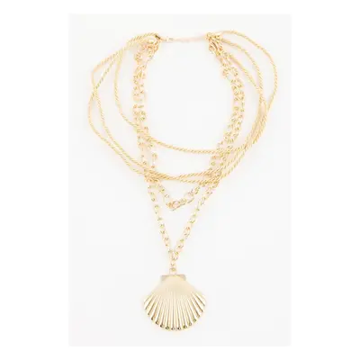 DEFACTO Women's 2-Piece Seashell Gold Necklace