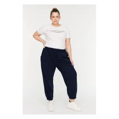 Trendyol Curve Navy Blue High Waist Jogger Knitted Sweatpants