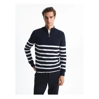 LC Waikiki Stand Collar Long Sleeve Striped Men's Knitwear Sweater