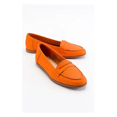 LuviShoes F02 Orange Skin Genuine Leather Women's Flats