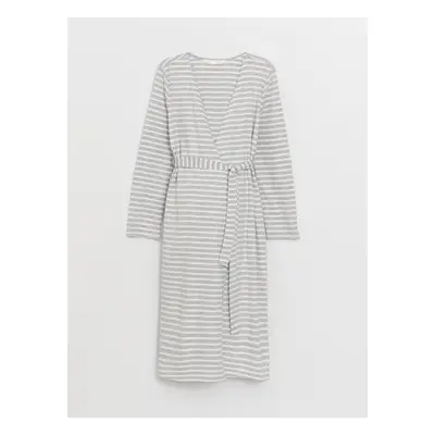 LC Waikiki Striped Long Sleeve Maternity Dressing Gown with Shawl Collar