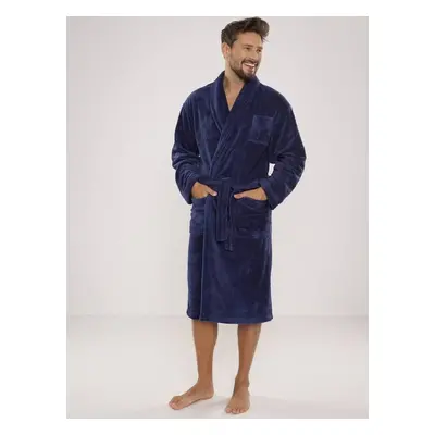 Bathrobe De Lafense Plush M-2XL men's navy blue