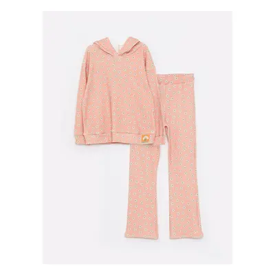 LC Waikiki Girls Hooded Printed Long Sleeve Sweatshirt & Sweatpants