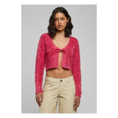 Dámský svetr hibiskuspink vázaný Cropped Feather Cardigan