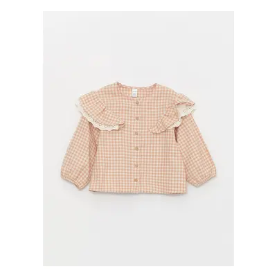 LC Waikiki Crew Neck Long Sleeve Plaid Baby Girl Shirt