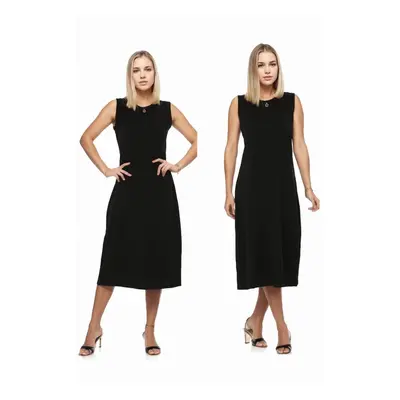 E2145 Dewberry Set of Two Women Dresses-BLACK-BLACK