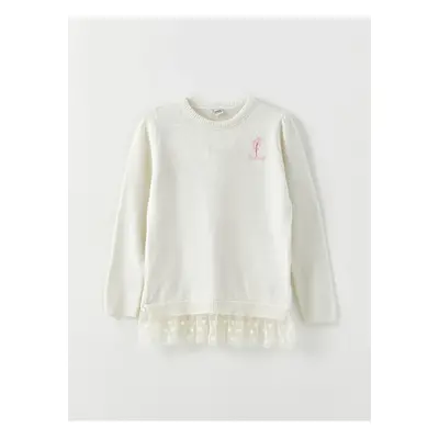 LC Waikiki Crew Neck Embroidered Long Sleeve Girl's Knitwear Sweater