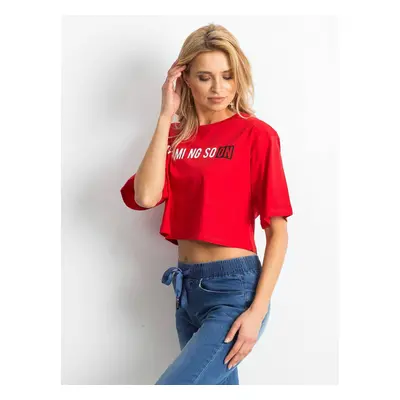 Cropped blouse with text print red