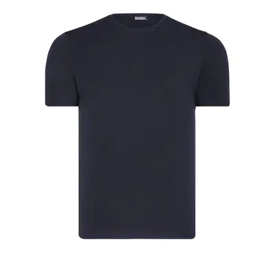 T8569 DEWBERRY BIKE COLLAR MENS T-SHIRT-PLAIN NAVY BLUE