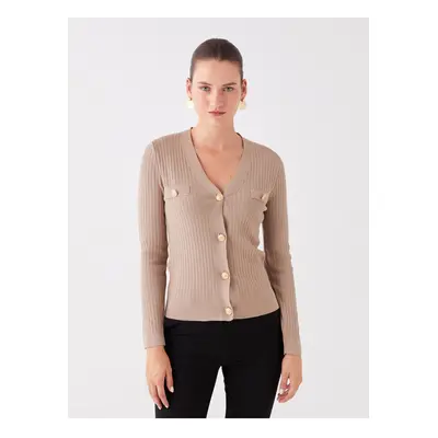 LC Waikiki V-Neck Plain Long Sleeve Women's Knitwear Cardigan