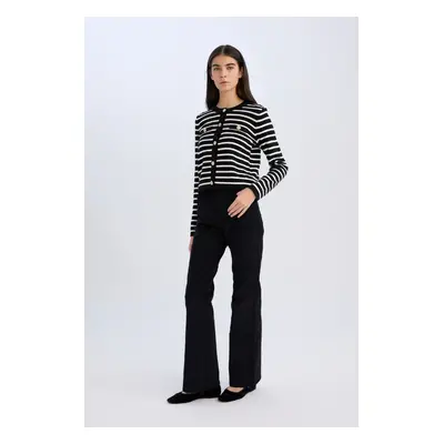 DEFACTO Flare Fit Pocket High Waist Flare Leg Corduroy Trousers