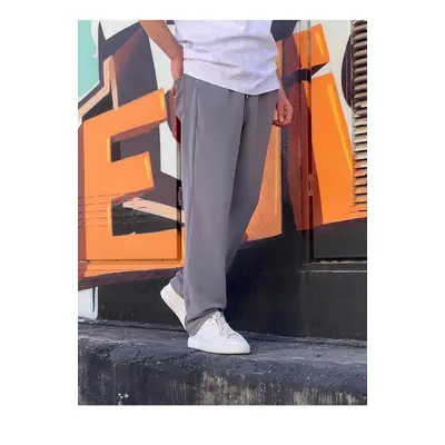 63521 Dewberry Elastic Waist Mens Baggy Pants-GREY