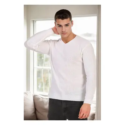 41878 Dewberry V Neck Mens Sweater-WHITE