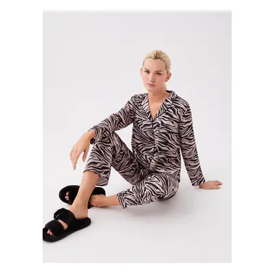 LC Waikiki Shirt Collar Patterned Women's Pajamas Set