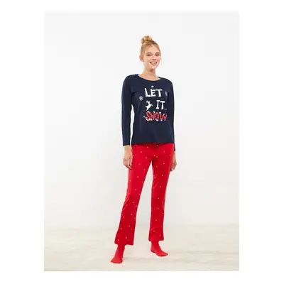 LC Waikiki Women's Christmas Themed Long Sleeve Pajamas Set