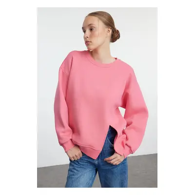 Trendyol Pink Slit Detailed Oversize/Wide Fit Knitted Sweatshirt