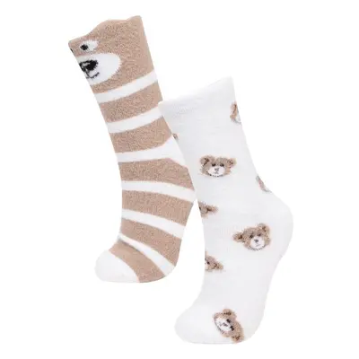 DEFACTO Women's Anti-Slip Sole 2-Piece Winter Socks