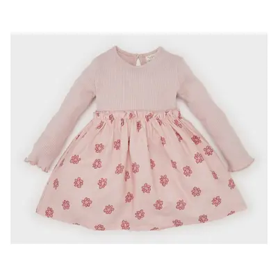 DEFACTO Baby Girl Floral Long Sleeve Ribbed Camisole Dress