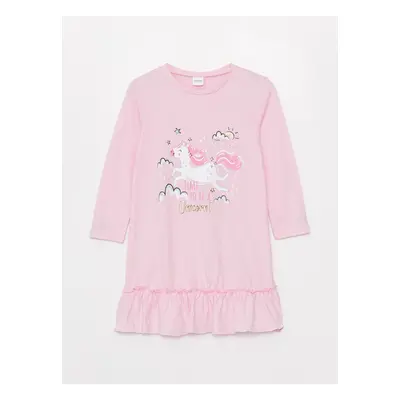 LC Waikiki Girls' Crew Neck Printed Nightgown