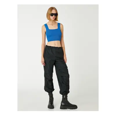 Koton Crop Tank Top Thick Strap Square Collar