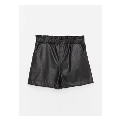 LC Waikiki Girls' Leather Look Shorts with Elastic Waist