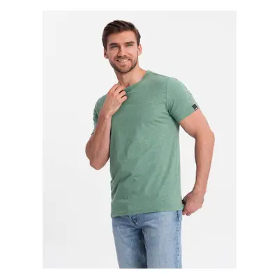 Ombre BASIC men's t-shirt with decorative pilling effect - green