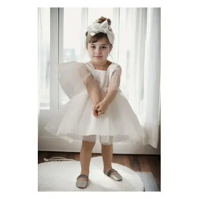 N2401 Dewberry Girls Satin Evening Dress-WHITE