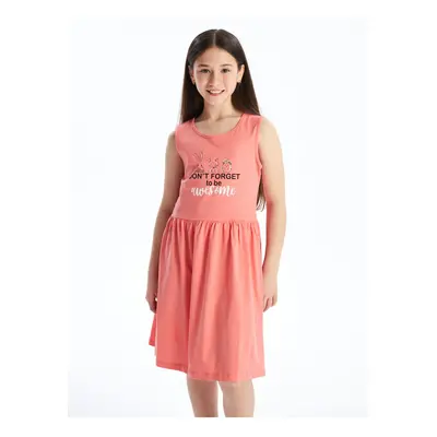 LC Waikiki Crew Neck Printed Girl's Dress